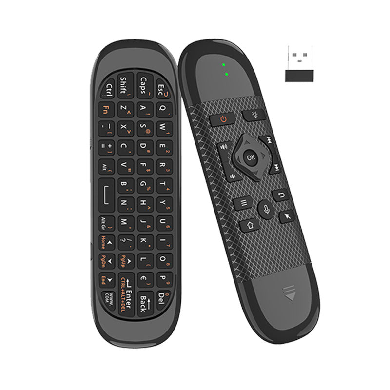 Meenova 4-in-1 Mini Wireless Keyboard with Air Mouse & Voice Control, 2.4G & Bluetooth, 7-Color Backlit Media Remote for Android TV Box, PC & Projector