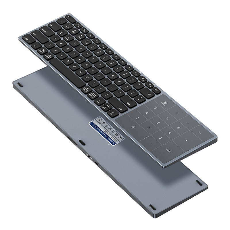 Wireless Dual-Mode Aluminum Keyboard with Touchpad & Numpad | Bluetooth 5.0 + 2.4G, Multi-Device Switchable, Ultra-Thin Rechargeable Keyboard for PC/Mac/Tablet