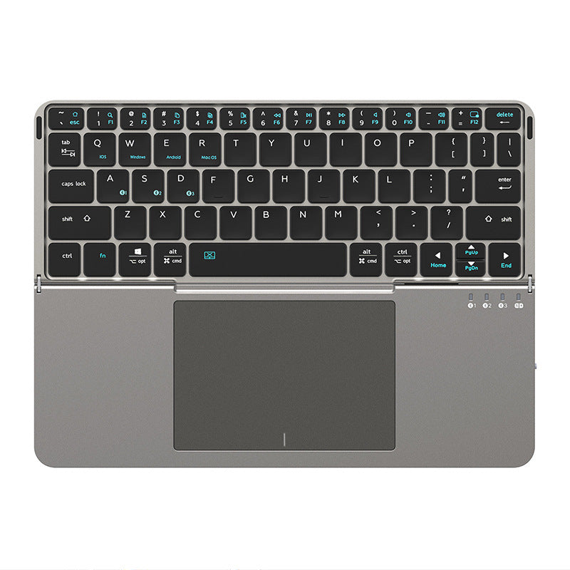 Foldable Bluetooth Keyboard with Touchpad & Leather Case | Ultra-Slim Wireless Multi-Device Keyboard for iPad, Tablet, Smartphone, PC | 200-Hour Battery Life, 3-Device Switch