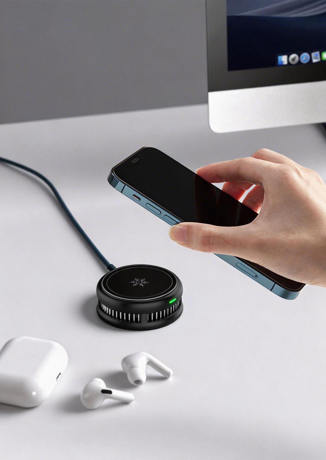 Meenova 25W MagSafe-Compatible Wireless Charger Stand with Semiconductor Cooling, Aluminum Alloy Magnetic Charging Dock for iPhone 17 Pro Max, 16 Pro Max