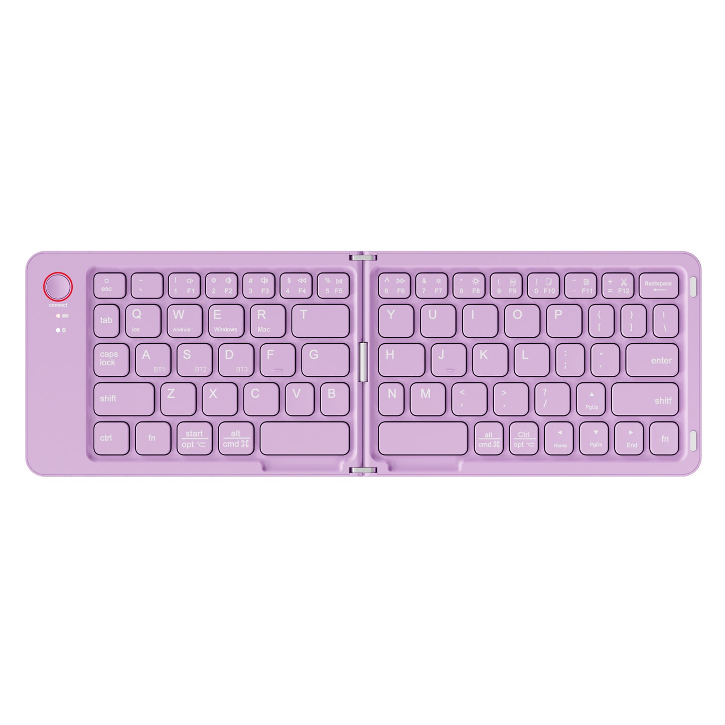 Meenova 67-Key Dual-Fold Bluetooth Keyboard, 3-Device Rechargeable Travel Keyboard with Phone Stand for iOS, Android, Windows & Mac