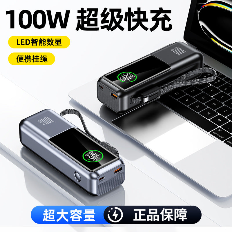 Meenova A57 100W Power Bank, 20000mAh USB-C PD Portable Laptop Charger with Built-In 60W USB-C Cable, 65W Recharging, 22.5W USB-A & LED Battery Display for MacBook, iPad, iPhone & Samsung