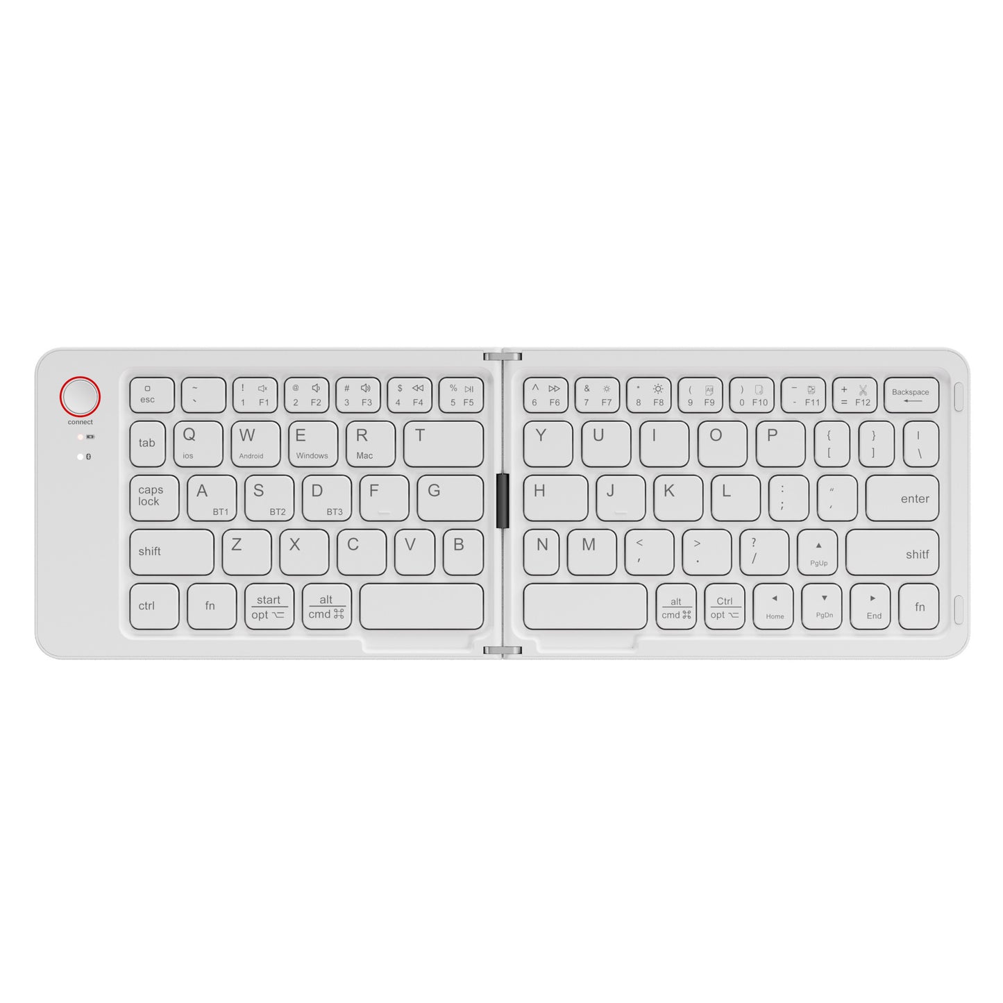 Meenova 67-Key Dual-Fold Bluetooth Keyboard, 3-Device Rechargeable Travel Keyboard with Phone Stand for iOS, Android, Windows & Mac