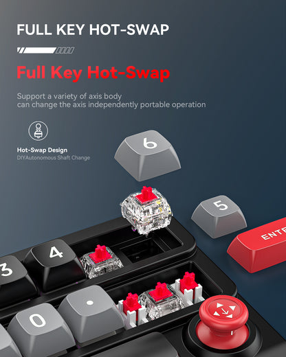 Meenova K809 15-Key Mechanical Numeric Macro Keypad with Joystick, Rotary Knob, Hot-Swappable Red Switches, RGB & Onboard Memory