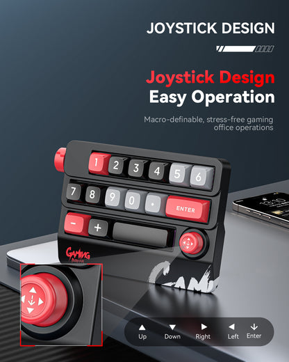 Meenova K809 15-Key Mechanical Numeric Macro Keypad with Joystick, Rotary Knob, Hot-Swappable Red Switches, RGB & Onboard Memory