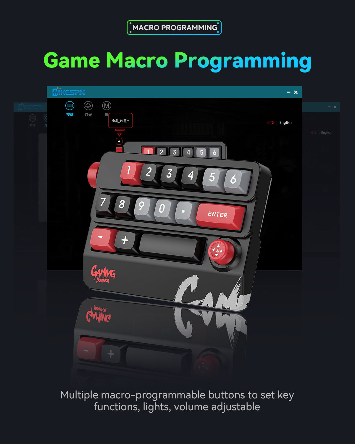 Meenova K809 15-Key Mechanical Numeric Macro Keypad with Joystick, Rotary Knob, Hot-Swappable Red Switches, RGB & Onboard Memory