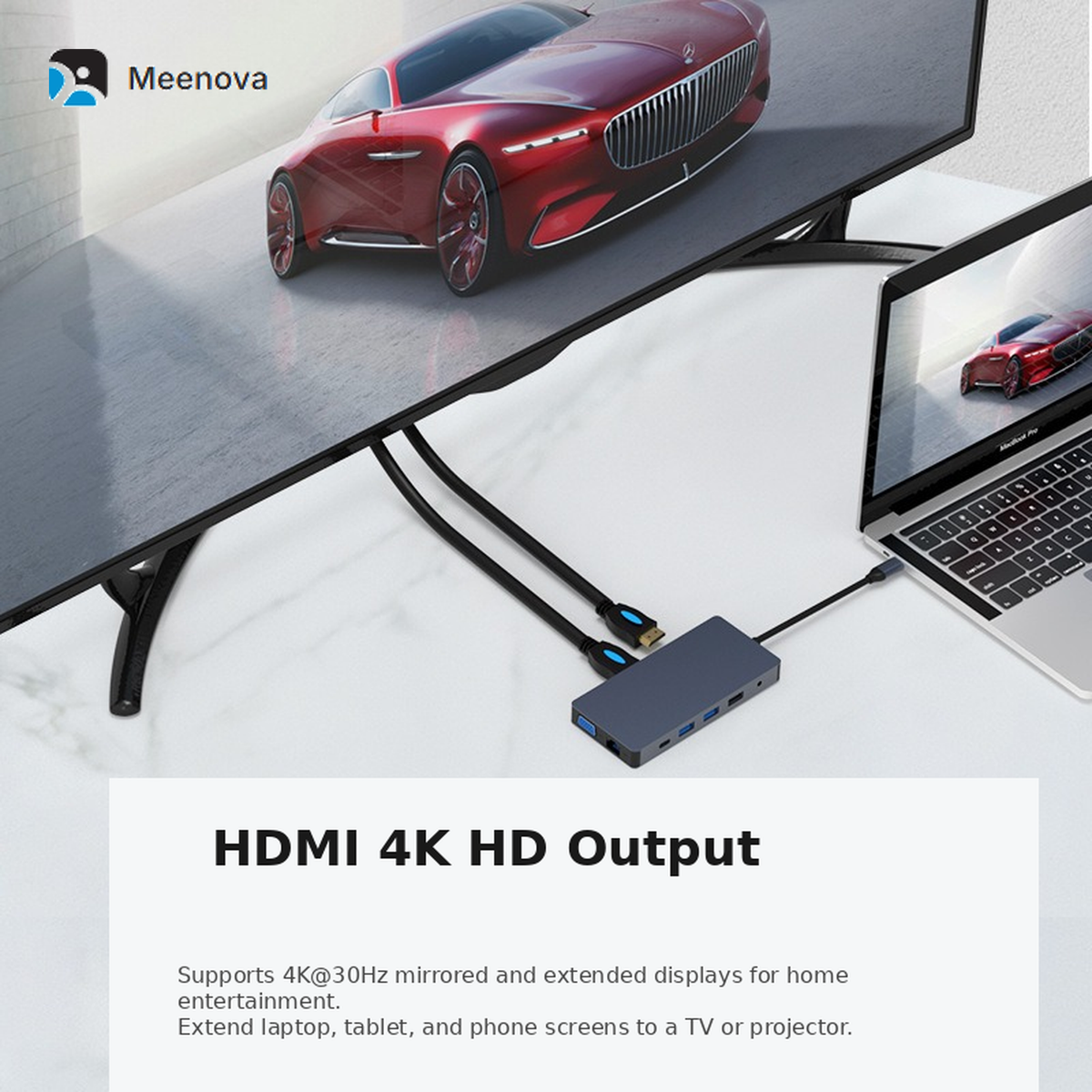 Meenova 12-in-1 USB-C Docking Station with Dual HDMI, VGA, 100W PD, Gigabit Ethernet, SD TF Card Reader, MST Triple Display Laptop Hub