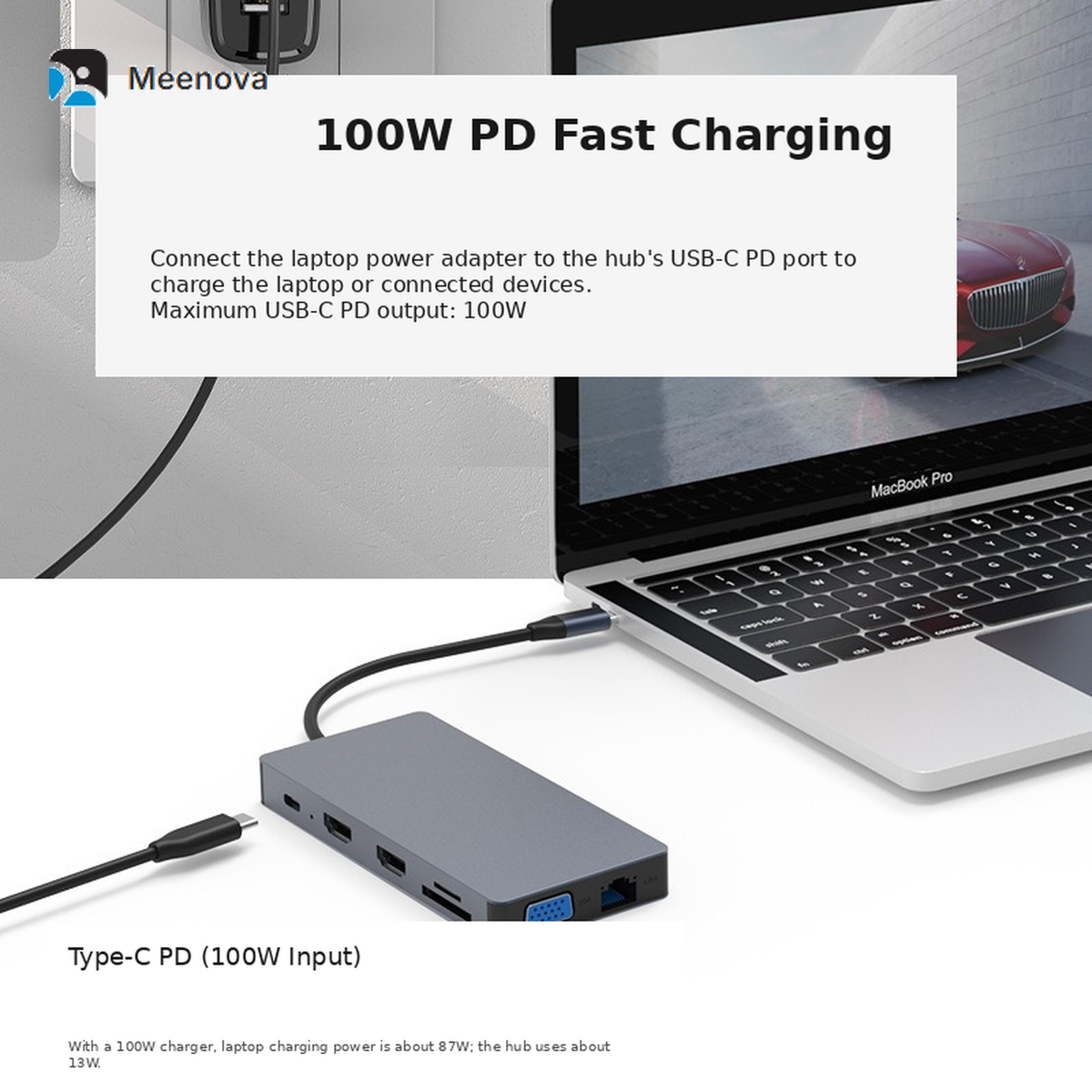 Meenova 12-in-1 USB-C Docking Station with Dual HDMI, VGA, 100W PD, Gigabit Ethernet, SD TF Card Reader, MST Triple Display Laptop Hub