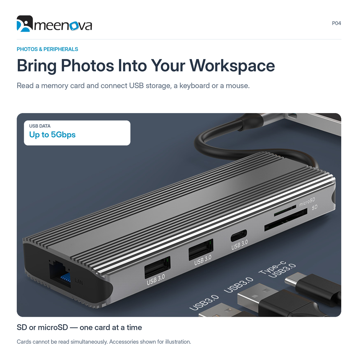 Meenova 10-in-1 USB-C Hub Docking Station, Dual Display, Up to 8K HDMI, 100W PD, 5Gbps USB-A/USB-C, Gigabit Ethernet, SD/microSD Card Reader & 3.5mm Audio, Dual HDMI or HDMI + DisplayPort