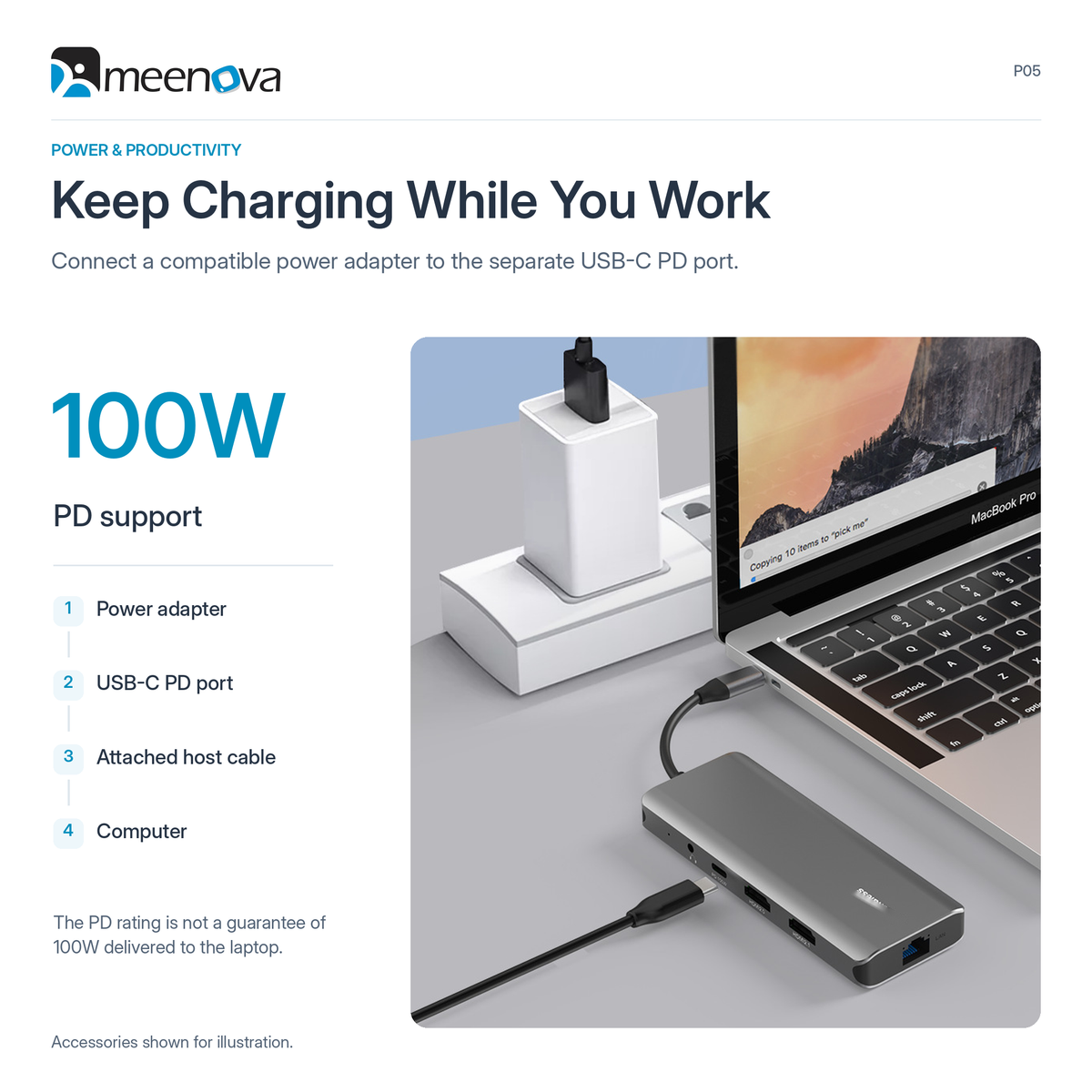 Meenova 10-in-1 USB-C Hub Docking Station, Dual Display, Up to 8K HDMI, 100W PD, 5Gbps USB-A/USB-C, Gigabit Ethernet, SD/microSD Card Reader & 3.5mm Audio, Dual HDMI or HDMI + DisplayPort