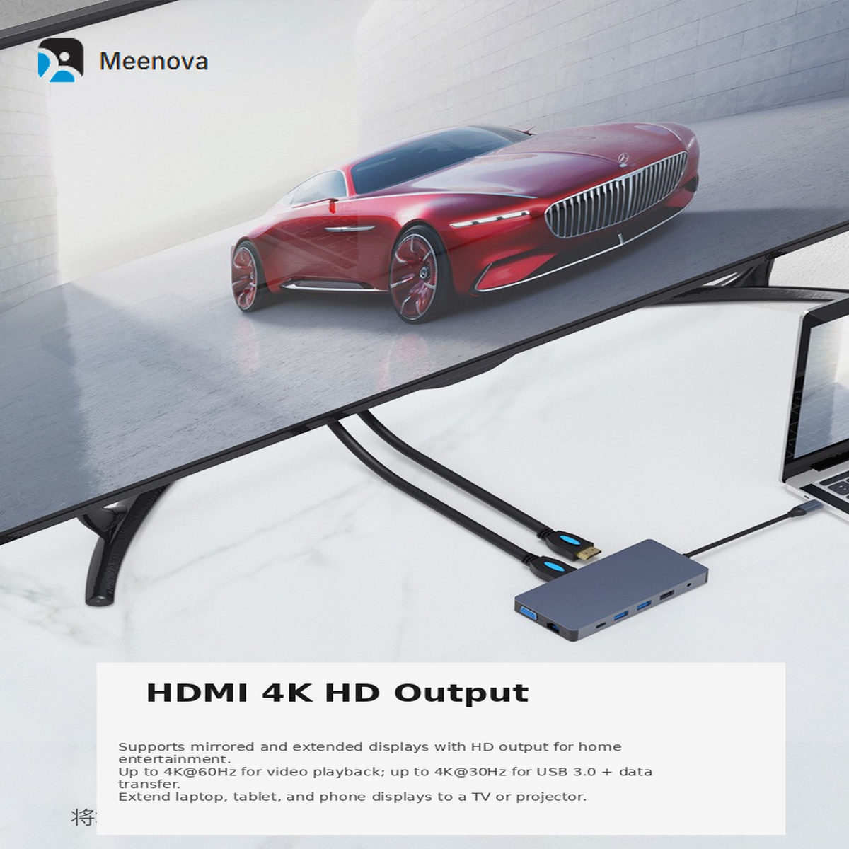 Meenova 12-in-1 USB-C Docking Station with Dual HDMI, VGA, 100W PD, Gigabit Ethernet, SD TF Card Reader, MST Triple Display Laptop Hub