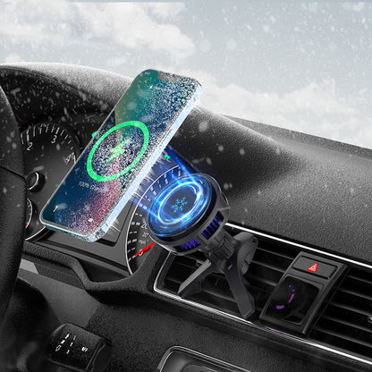 Meenova Qi2 15W MagSafe Car Mount Charger with Semiconductor Cooling, Adjustable Vent Phone Holder for iPhone 18/17/16/15/14/13/12