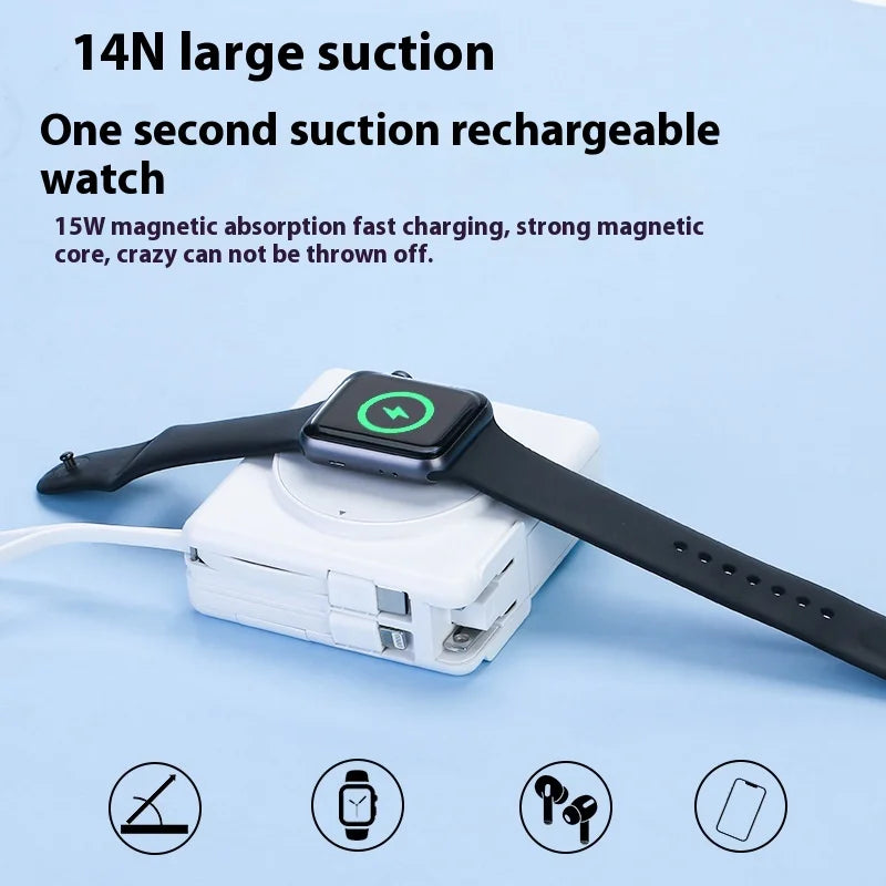 6IN1 22.5W qi2 Magnetic Power bank Charging 10000mAh for Apple Watch built-in Cable Magsafe KR/AU/EU/US/UK Plug Charger