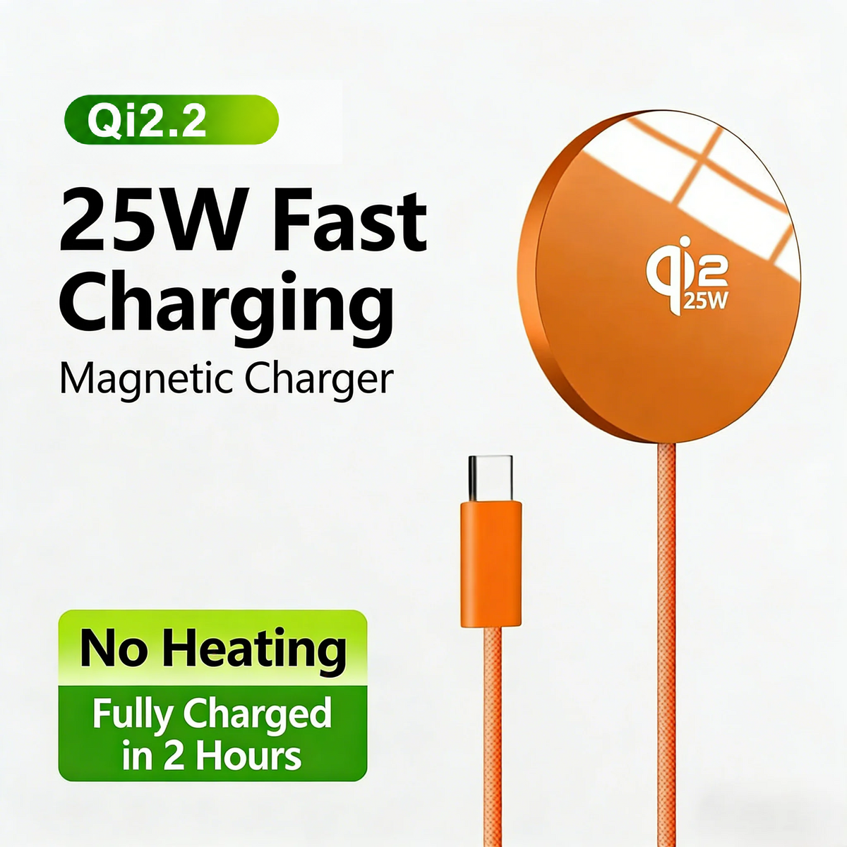 Meenova 25W MagSafe Magnetic Wireless Charger – Qi2-Compatible Ultra-Slim USB-C Charging Pad for iPhone & Galaxy