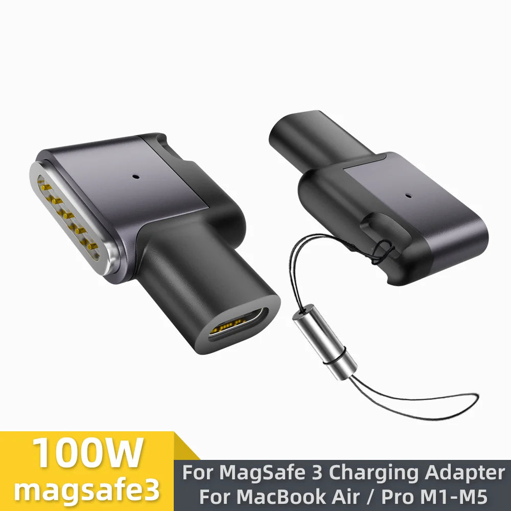 PD 100W Type‑C to MagSafe 3 Magnetic Fast Charging Adapter Compatible with MacBook Air / Pro M1 M2 M3 M4 M5