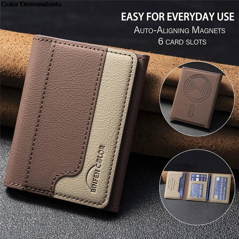 Meenova MagSafe Wallet Bag With 6 Card Slots Multi-Slot Auto-Aligning Magnetic Kickstand Card Holder High-Strength Adsorption and Stand Function