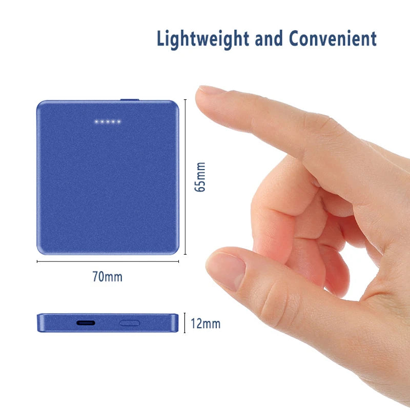 10000mAh Credit-Card Size Magnetic Power Bank MagSafe PD20W+15W Qi2 Ultra-Thin for iPhone 17/16/15/14/13/12 Pro Max Plus – Pocket-Friendly Charger – 2.76×2.56×0.71in, 7oz, Travel Essential