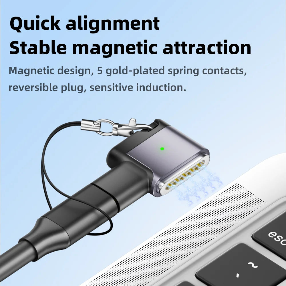 PD 100W Type‑C to MagSafe 3 Magnetic Fast Charging Adapter Compatible with MacBook Air / Pro M1 M2 M3 M4 M5
