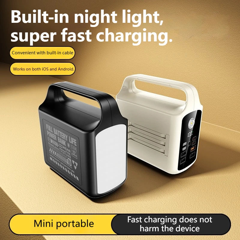 meenova Large Capacity Power Bank 200000mAh With Camping Lamp Built-in Cable For iPhone Outdoor Emergency