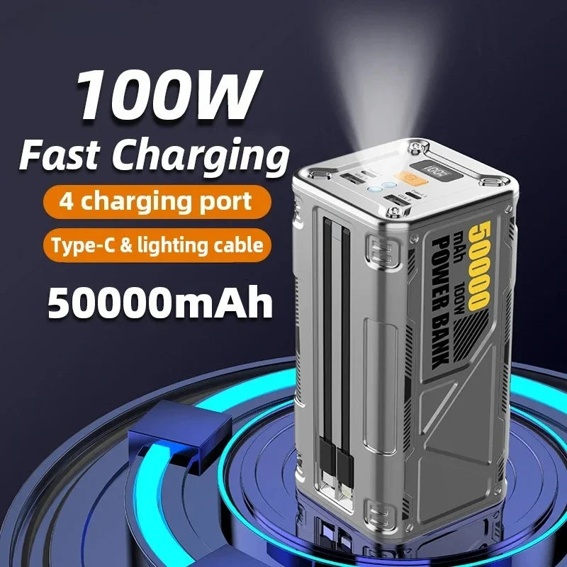 Meenova PB50K1 50000 mAh PD100W Fast Charging Power Bank USB C Large Capacity External Spare Battery Charger For iPhone 17 Xiaomi Samsung S25 Laptop 50K