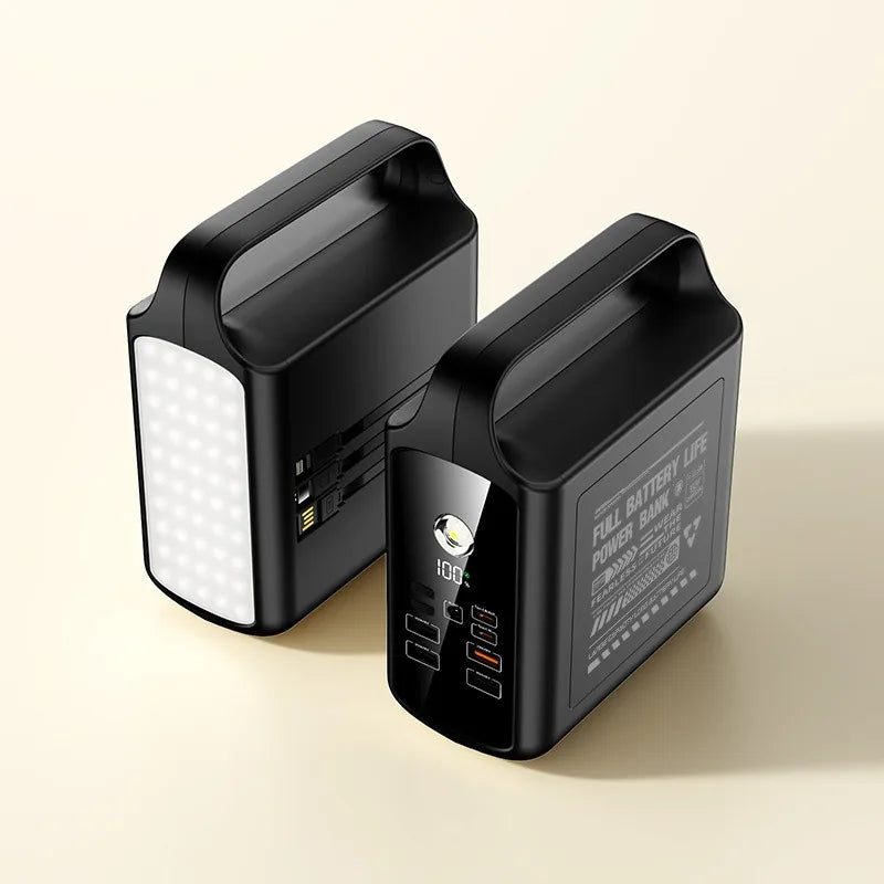 meenova Large Capacity Power Bank 200000mAh With Camping Lamp Built-in Cable For iPhone Outdoor Emergency