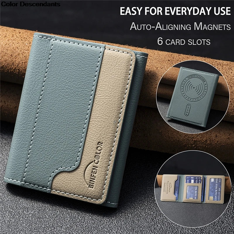 Meenova MagSafe Wallet Bag With 6 Card Slots Multi-Slot Auto-Aligning Magnetic Kickstand Card Holder High-Strength Adsorption and Stand Function