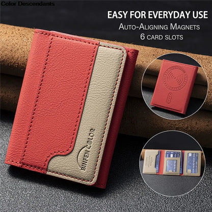 Meenova MagSafe Wallet Bag With 6 Card Slots Multi-Slot Auto-Aligning Magnetic Kickstand Card Holder High-Strength Adsorption and Stand Function