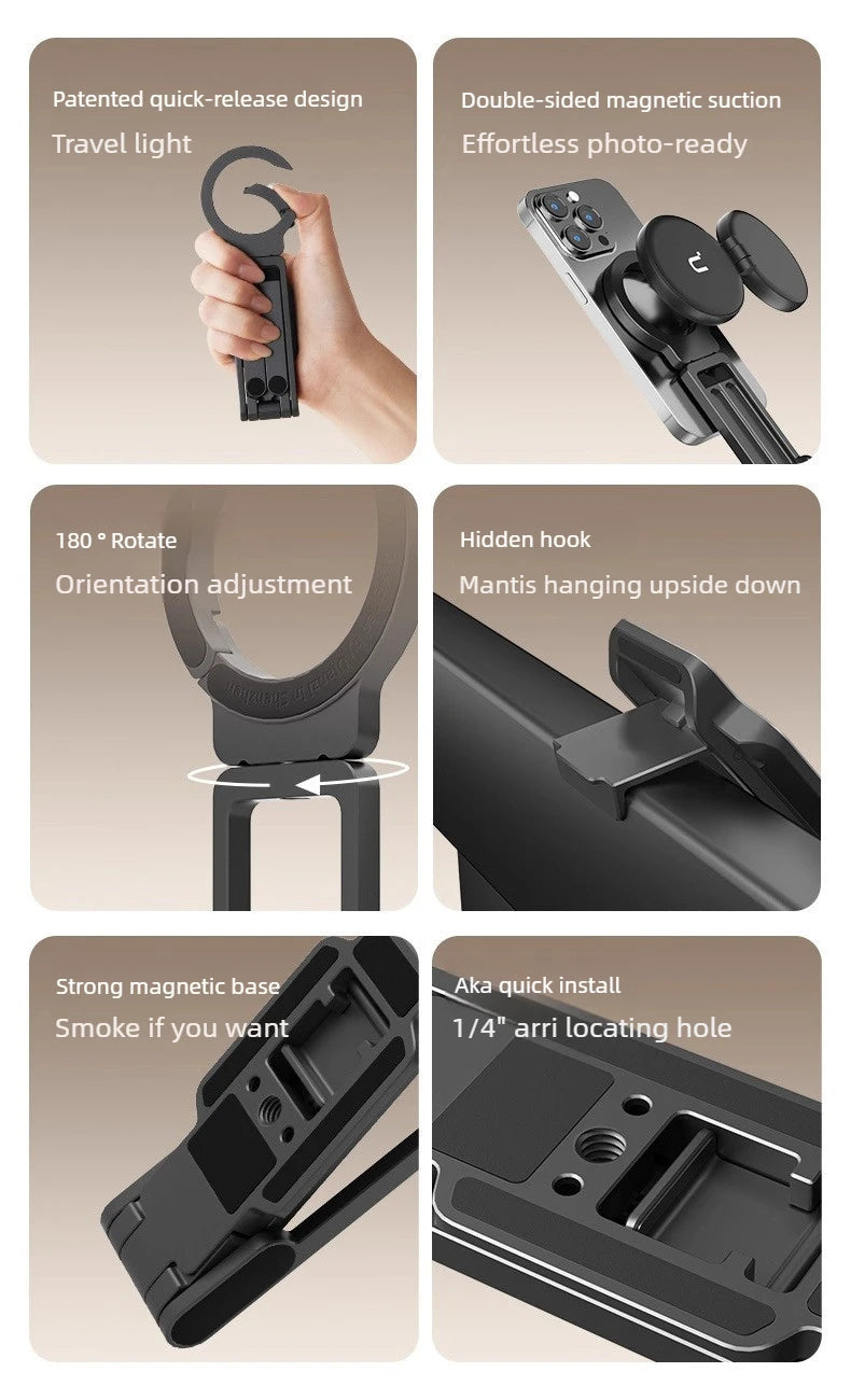 Meenova Magsafe Mini Tripod, Flexible Portable Phone Stand for iPhone, Photography & Vlogging with Double-Sided Adhesive