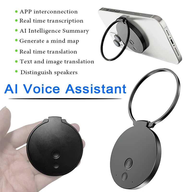 Portable Mini Digital Voice Recorder 8-256GB Magnetic Dictaphone AI ChatGPT App Intelligent Summarization Real-Time Recording