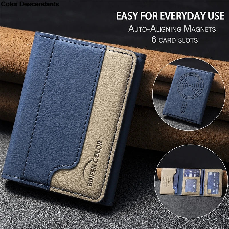 Meenova MagSafe Wallet Bag With 6 Card Slots Multi-Slot Auto-Aligning Magnetic Kickstand Card Holder High-Strength Adsorption and Stand Function