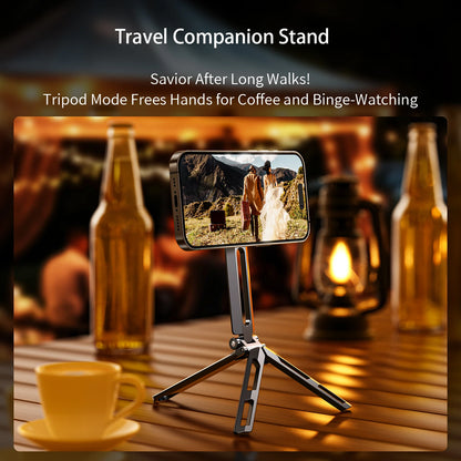 Meenova E06 Foldable Magnetic Phone Tripod & Selfie Grip for iPhone 18 Pro Max & iPhone Duo, 360° Adjustable Portable Phone Stand