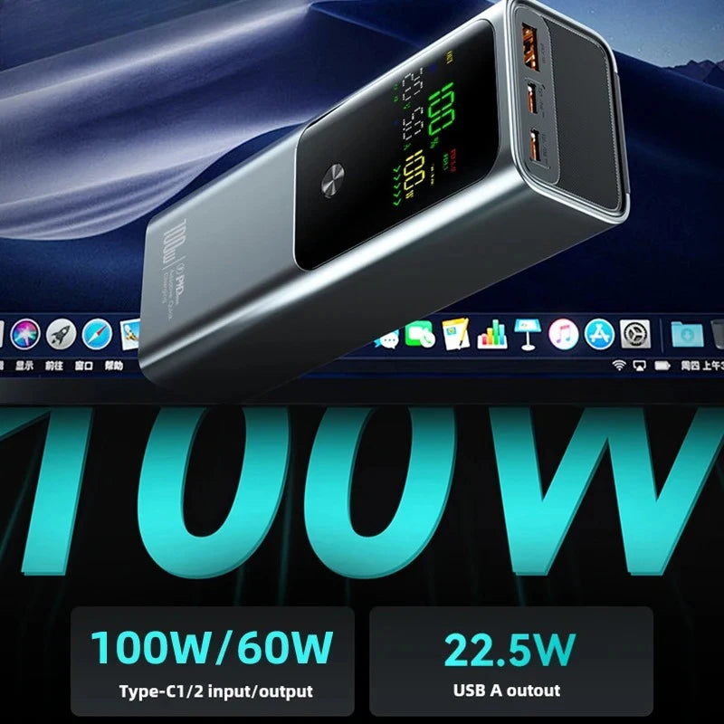For Laptop PD 100W Power Bank 20000mAh External Battery Capacity Fast Charging Portable Charger Powerbank For iPhone 17 16 Samsung