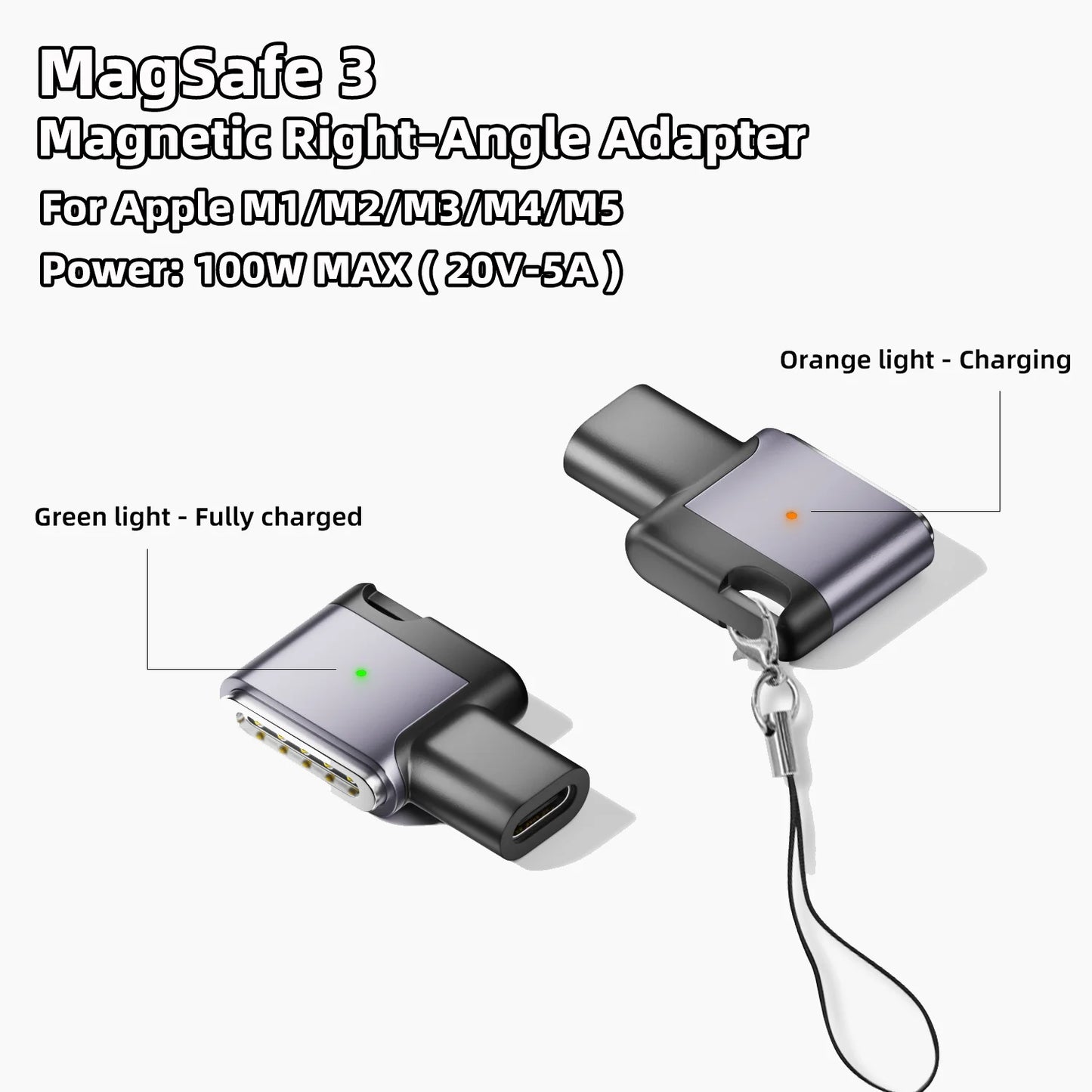 PD 100W Type‑C to MagSafe 3 Magnetic Fast Charging Adapter Compatible with MacBook Air / Pro M1 M2 M3 M4 M5