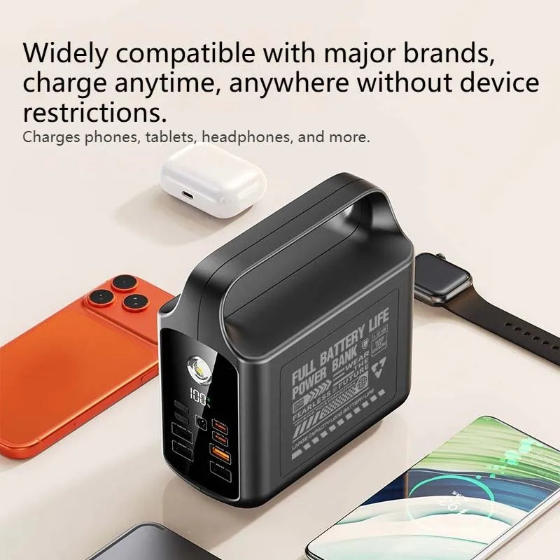 meenova Large Capacity Power Bank 200000mAh With Camping Lamp Built-in Cable For iPhone Outdoor Emergency