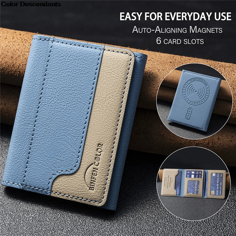 Meenova MagSafe Wallet Bag With 6 Card Slots Multi-Slot Auto-Aligning Magnetic Kickstand Card Holder High-Strength Adsorption and Stand Function