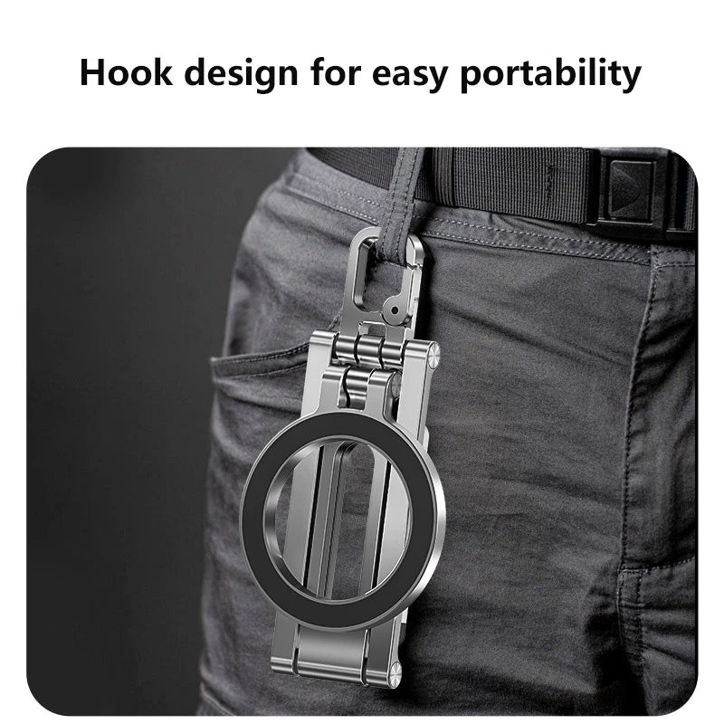 Meenova Double Folding Magsafe Phone Tripod, Quick Mount Compact Aluminum Alloy Adjustable Stand, Multi-Functional Portable Holder for Outdoor Photography Vlogging Travel, Compatible with iPhone, Gray Silver Orange Available