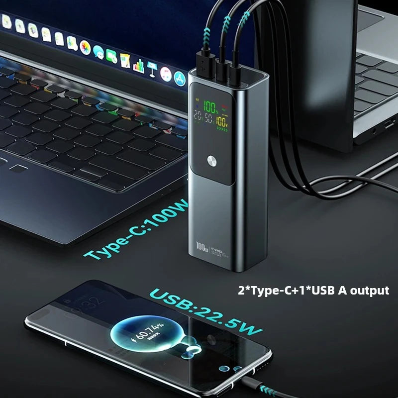 For Laptop PD 100W Power Bank 20000mAh External Battery Capacity Fast Charging Portable Charger Powerbank For iPhone 17 16 Samsung