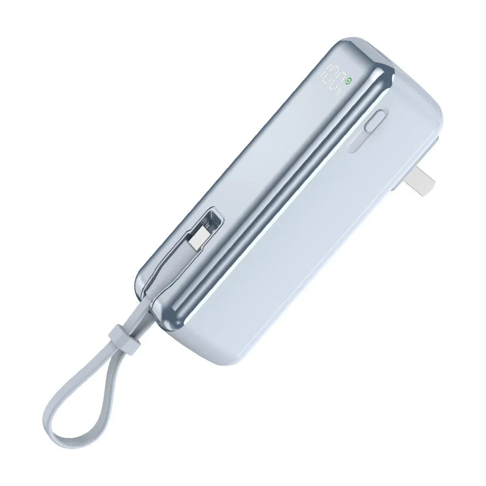 5000mAh Mini Power Bank with USB C Cable Plug Charger, 20W Fast Charging, Mini Portable Battery For iPhone 16 15, iPad Pro Air, Samsung S24 Ultra, Xiaomi