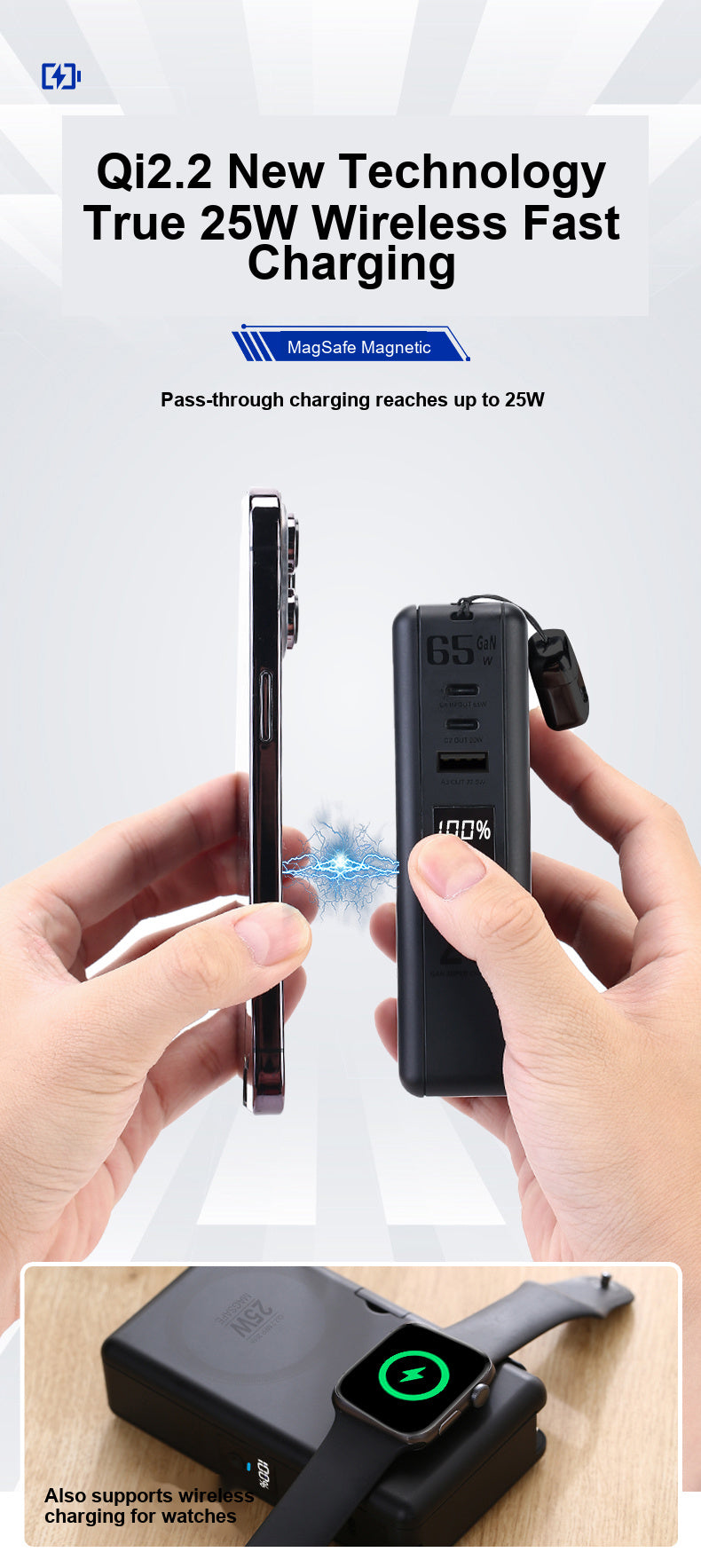 SolidPower T20 6-in-1 Qi2 Magnetic Power Bank & 65W GaN Travel Charger, 20,000mAh