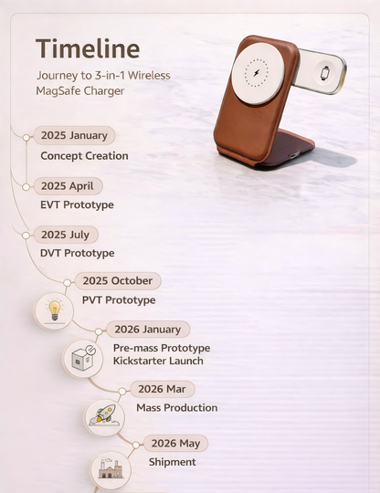 Meenova Trio Foldable Leather 3-in-1 MagSafe Charger, Portable Wireless Fast Charging for Apple iPhone & Apple Watch, AirPods