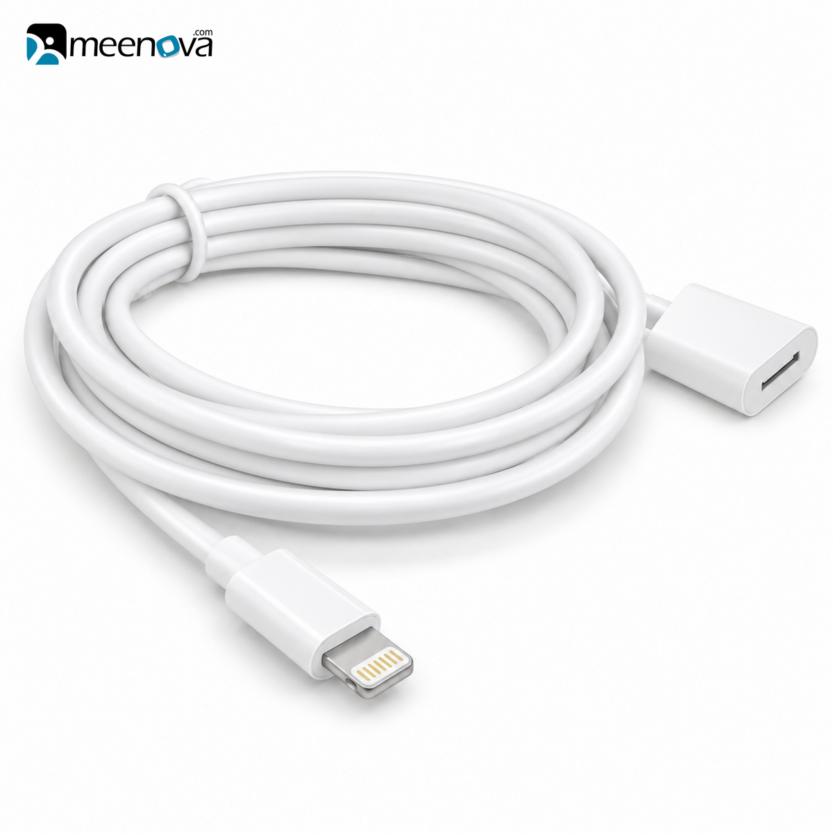 Meenova Lightning Male to Female Extension Cable, Lightning Extension 1 Foot Short Cable, 9cm/30cm/50cm/1m/2m (0.5ft/1ft/3.3ft/6.6ft), with Plastic Connectors for Microphone, Apple Pencil, AirPods Case, PALOVUE iMic Portable, Black or White