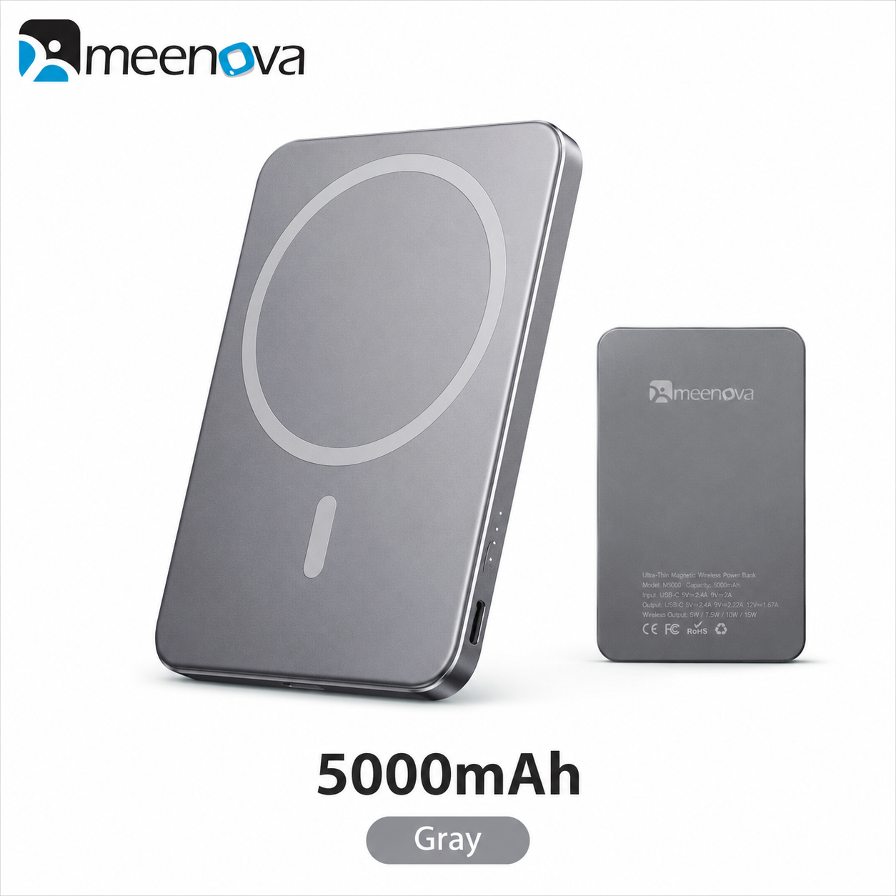 Meenova Qi2.2 25W Ultra-Slim Magnetic Power Bank – 35W USB-C Fast Charging, 5000mAh/10000mAh