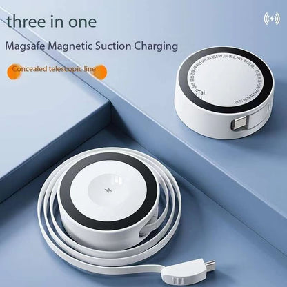 Meenova Portable 3-in-1 wireless charger for iPhone 18 & iPhone 17 16 15 14 pro max ultra-thin magnetic suction base MagSafe Apple 13 mobile phone apple Watch watch headset airpods car universal