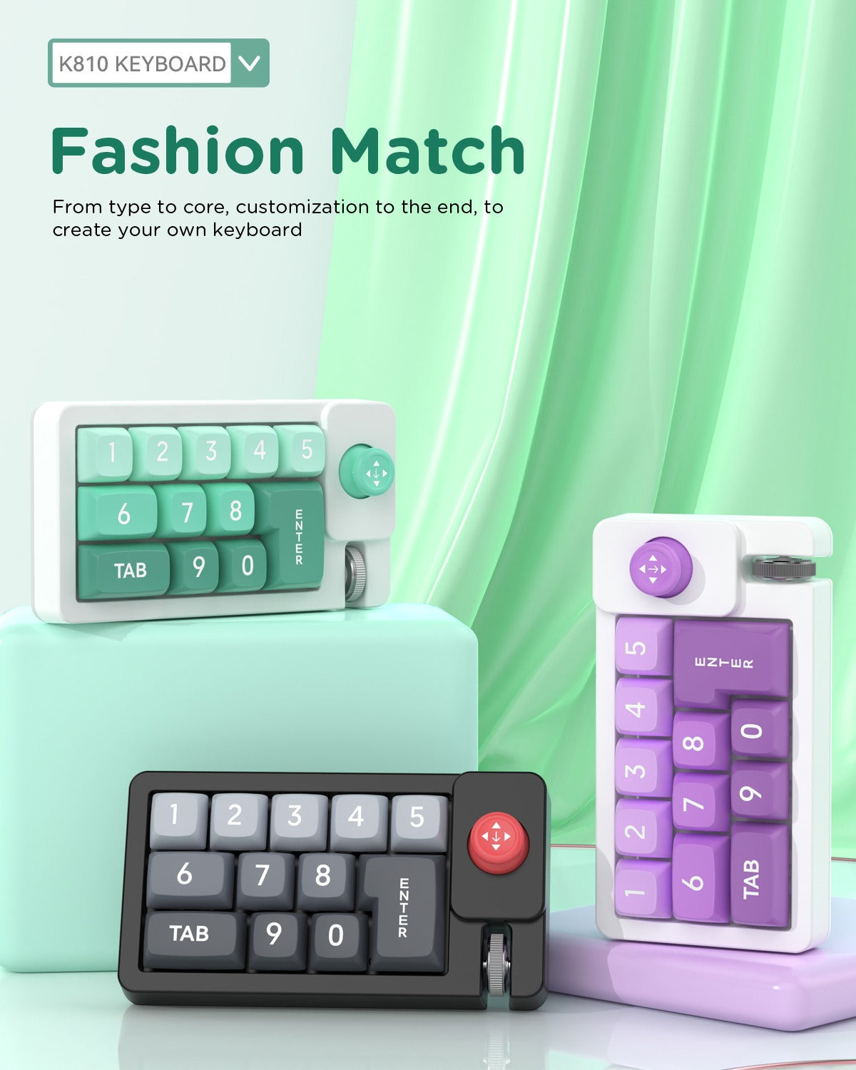 Meenova K810 Wired 12‑Key Hot‑Swappable Mechanical Numeric Keypad, Joystick Macro‑Programmable RGB Backlit USB‑C Keypad for Gaming & Office