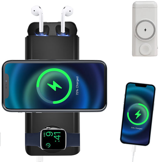 Meenova 4-in-1 multifunctional magnetic wireless charging Mobile Power Supply for Mobile Phone Watch Headset.