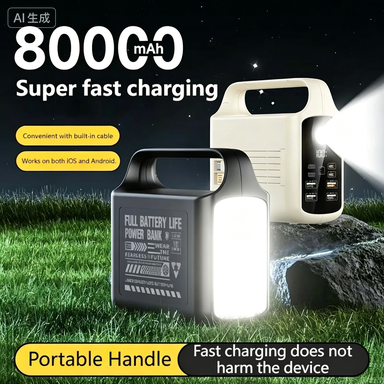 meenova Large Capacity Power Bank 200000mAh With Camping Lamp Built-in Cable For iPhone Outdoor Emergency