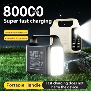 meenova Large Capacity Power Bank 200000mAh With Camping Lamp Built-in Cable For iPhone Outdoor Emergency