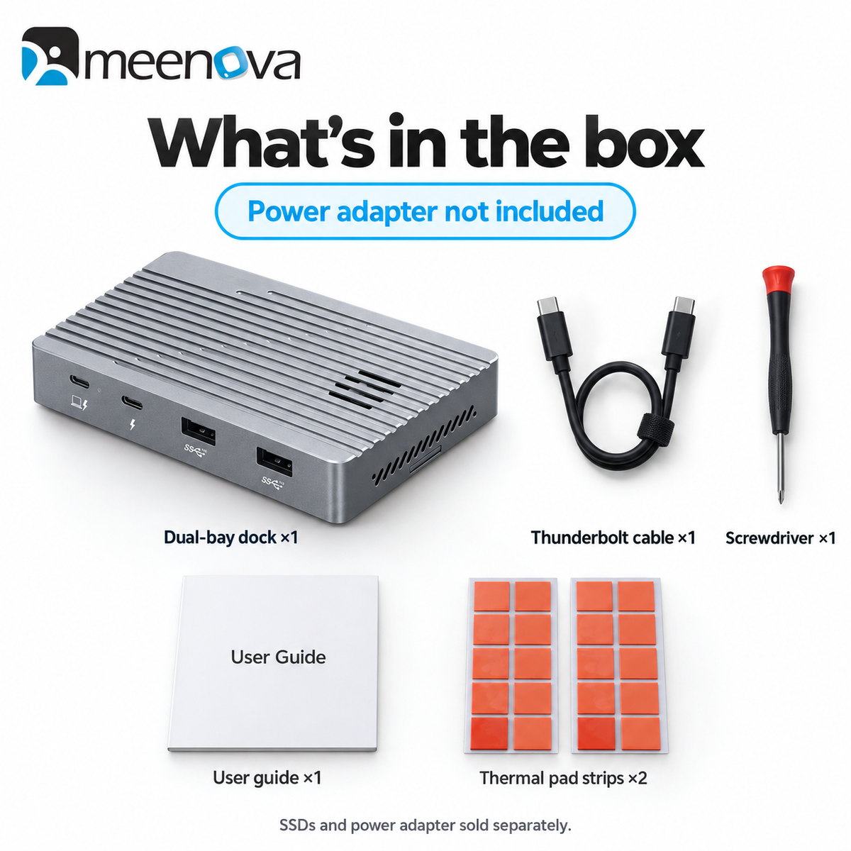 Meenova 40Gbps Thunderbolt 3 Dock with Dual M.2 NVMe SSD Slots, 8 Ports & 8K DisplayPort