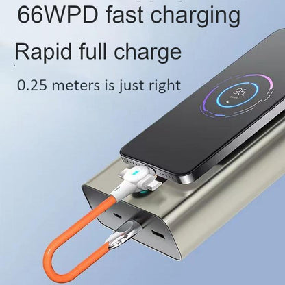Meenova 66W 3-in-1 Fast Charging Short Cable for iPhone 18 Pro Max & iPhone Duo, 0.25m/0.5m Silicone 3-in-1 Charging Cable, Orange
