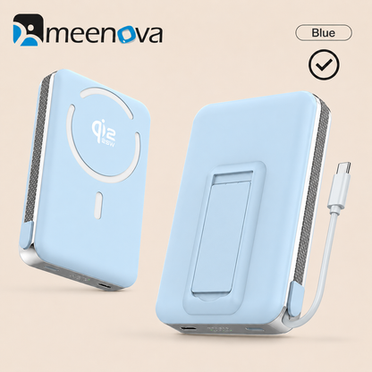 Meenova Qi2.2 25W Magnetic Power Bank 10000mAh with 35W PD Fast Charging, Detachable USB-C Cable & Kickstand